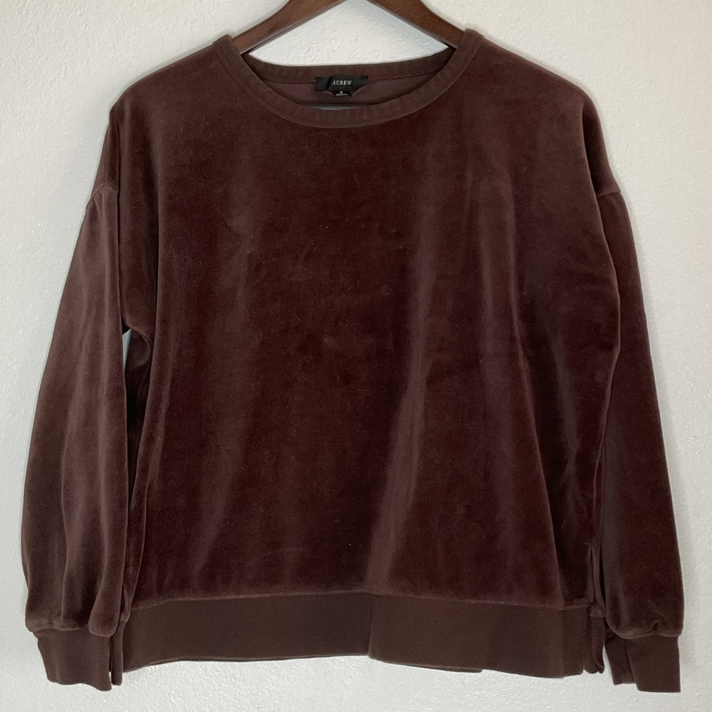 J. Crew Chocolate Brown Velvet Crew Neck Top